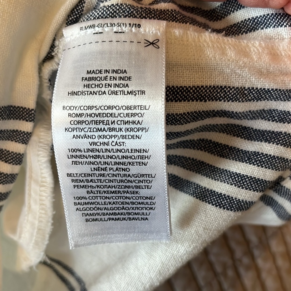 Women Ralph Lauren Polo Striped White & Blue Linen Shorts Rope Belt Sz 12 - Picture 7 of 8